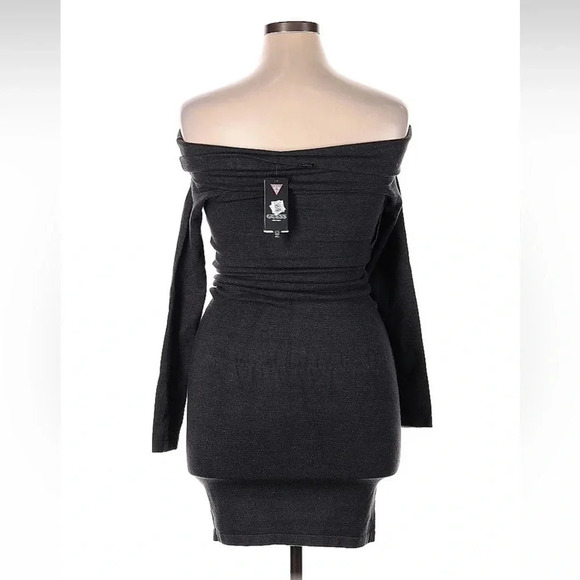 Guess | Women's Gray Off the Shoulder Ines Sheath Sweater Dress Size XL NWT - Picture 3 of 5